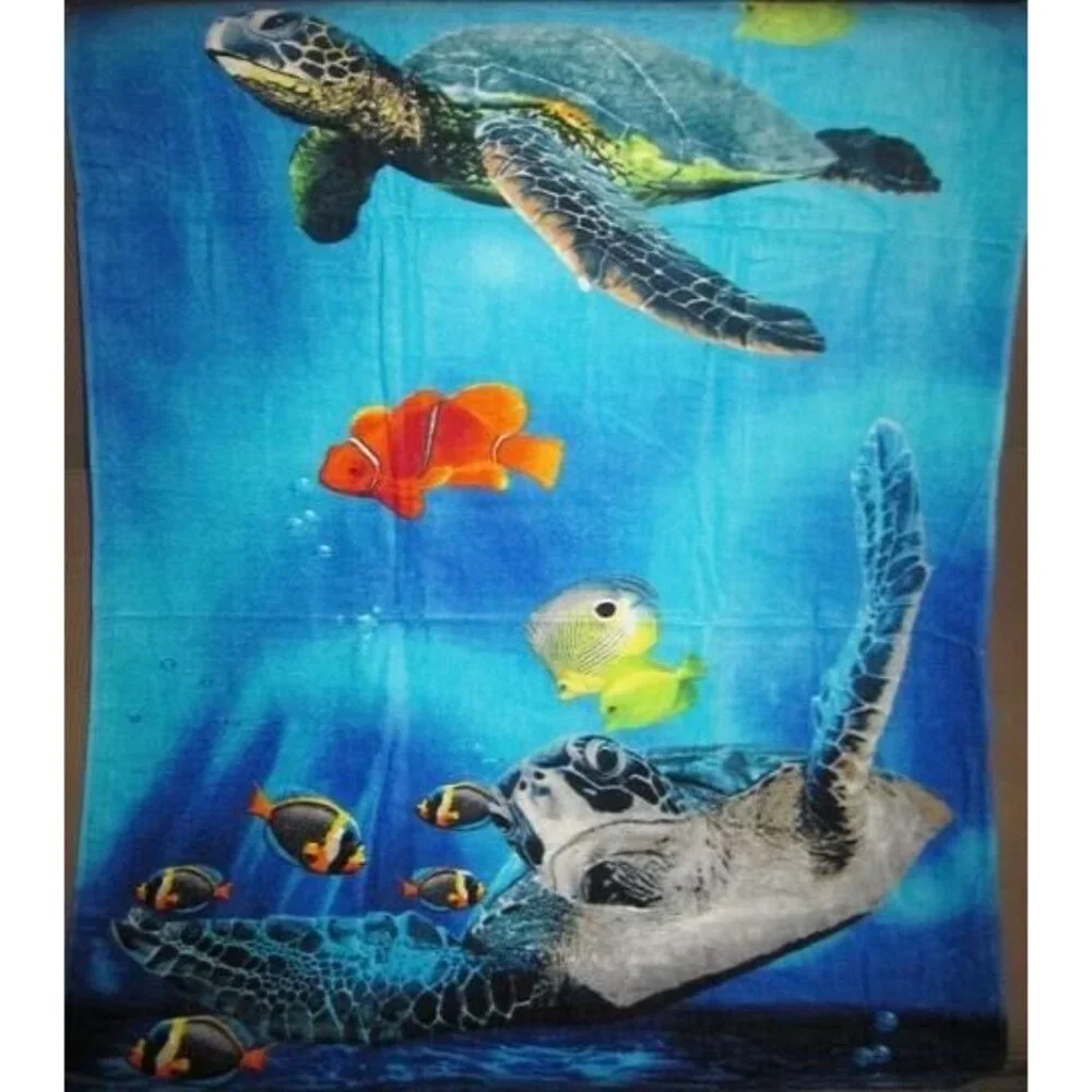 New Sea Turtles Underwater Ocean Life Bath Beach Pool Gift Towel Fish Turtle NWT